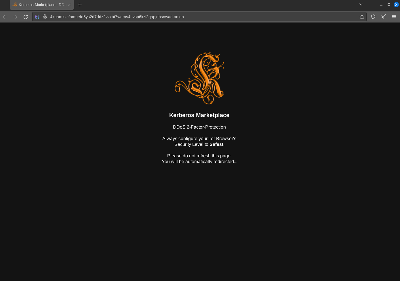 Kerberos Market Website on Tor